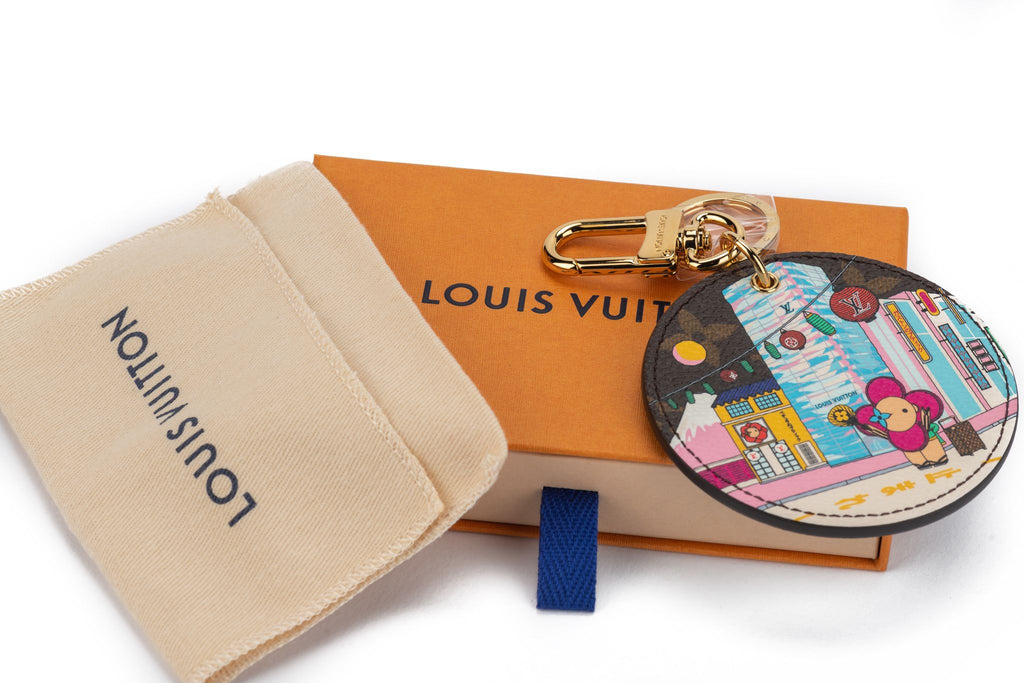 Vuitton Ginza Xmas 22 Key Ring Gold Blue