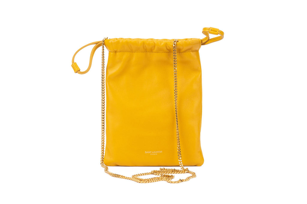 YSL New Yellow  Drawstring Bag On Chain