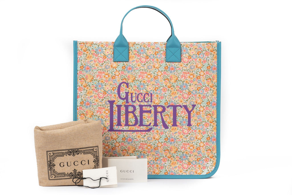 Gucci New Liberty Celeste Flowers Tote