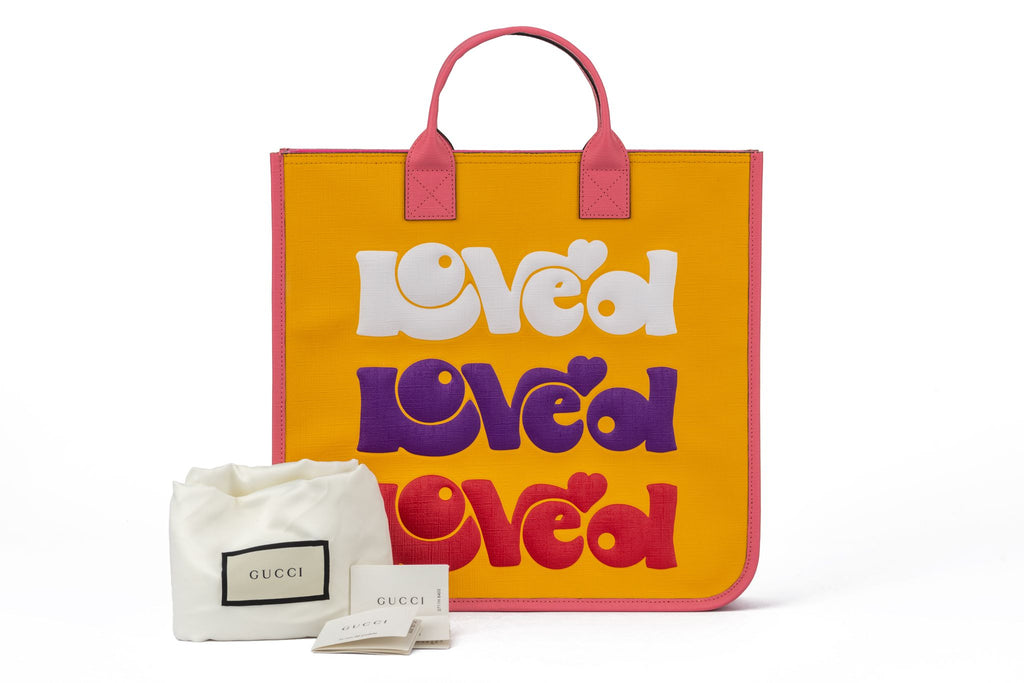Gucci New Love Yellow Rainbow Tote