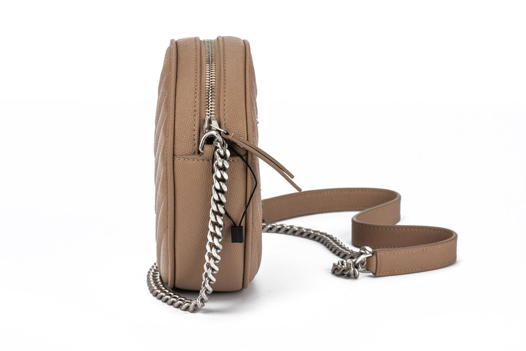 YSL New Beige Caviar Round Camera Bag