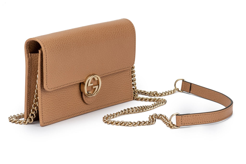 Gucci New Camel Leather Cross Body/Clutc