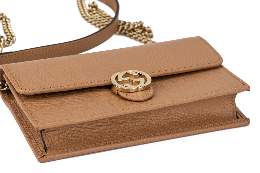 Gucci New Camel Leather Cross Body/Clutc