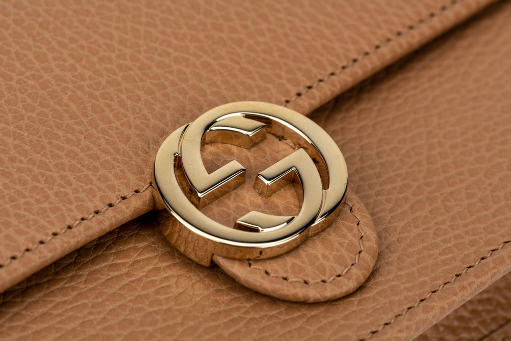 Gucci New Camel Leather Cross Body/Clutc