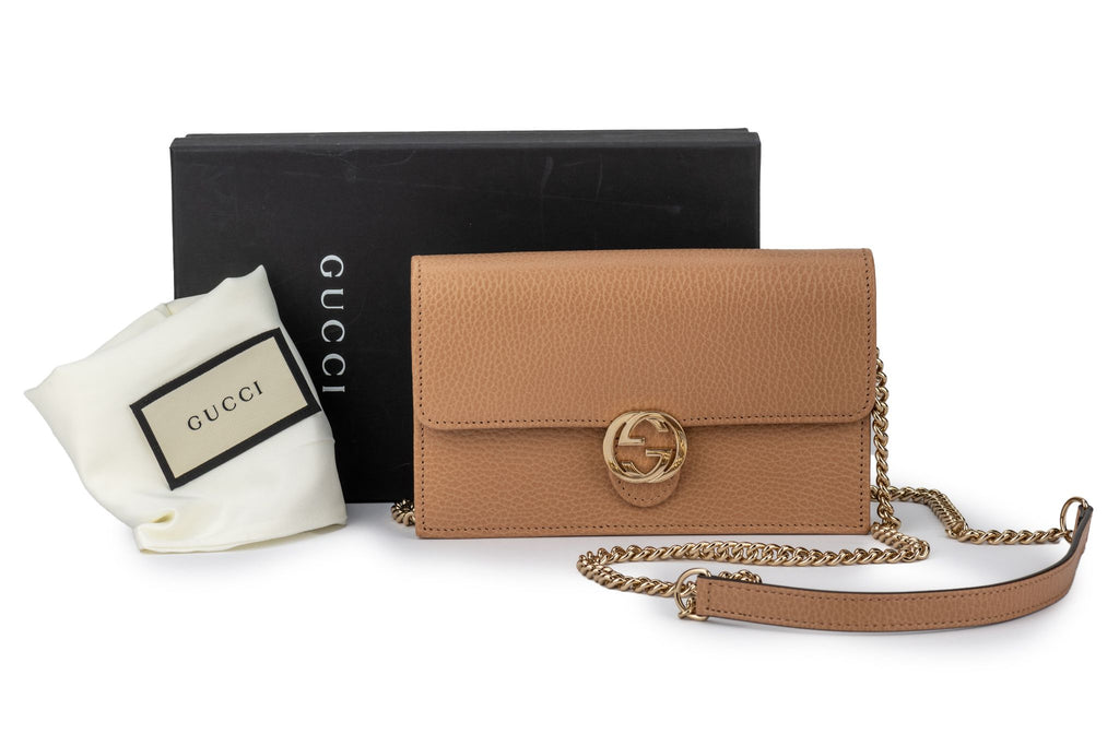 Gucci New Camel Leather Cross Body/Clutc