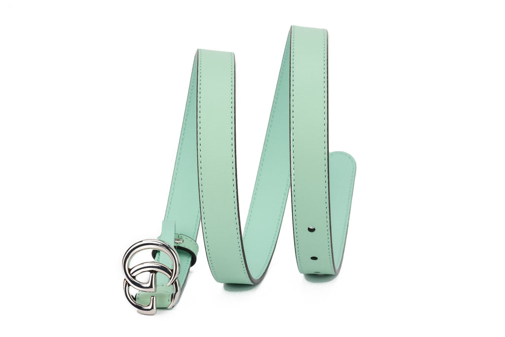 Gucci BN Green Leather GG Thin Belt