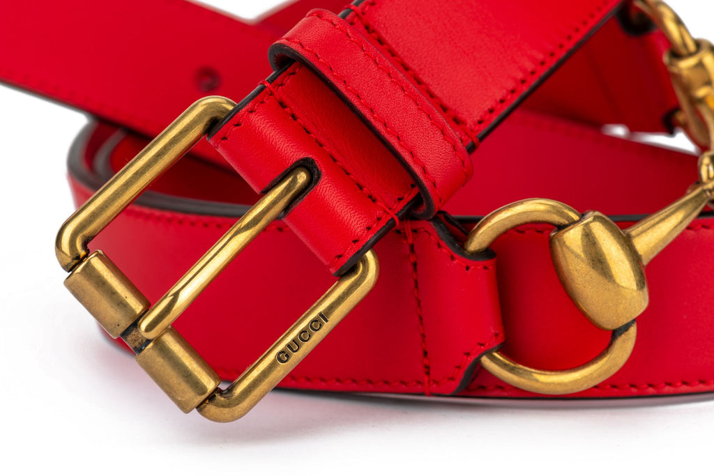 Gucci New Red Horse bit Medium Belt 90
