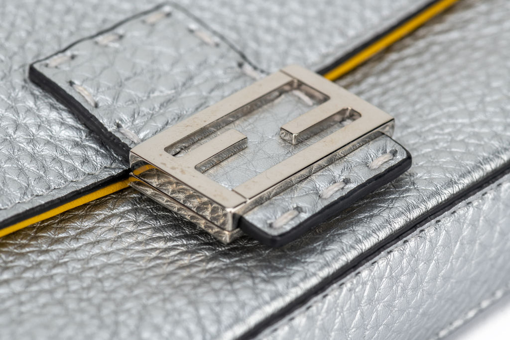 Fendi New in Box Silver Micro Baguette