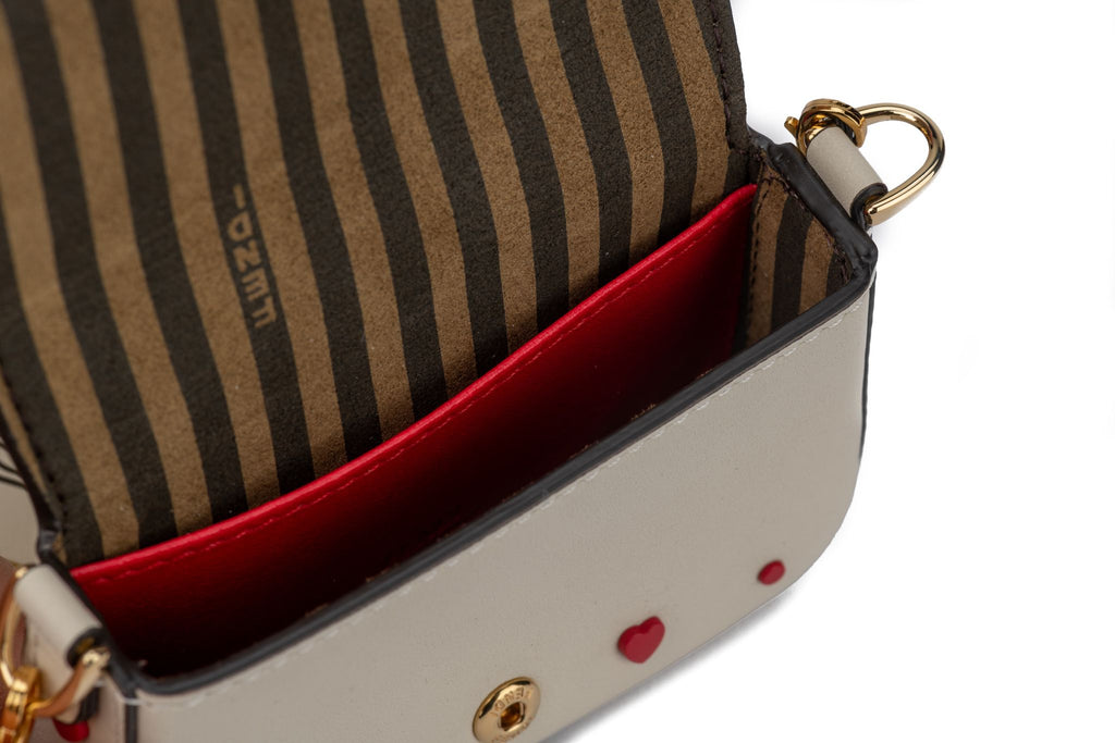 Fendi New White Red Hearts Nano Baguette