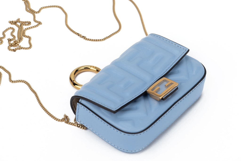 Fendi New Celeste Embossed Nano Baguette