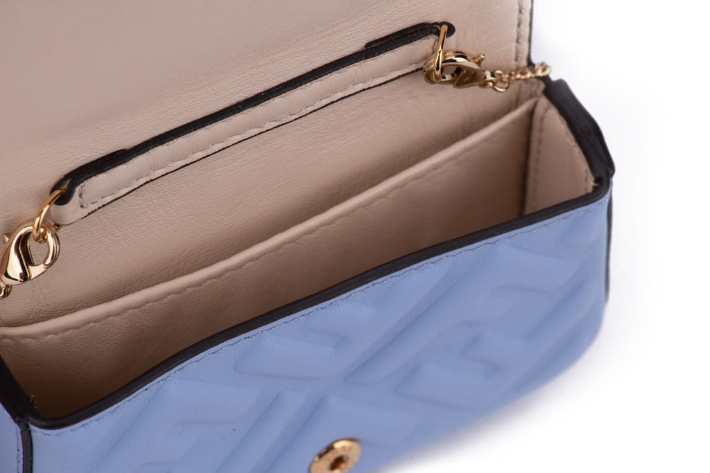 Fendi New Celeste Embossed Nano Baguette