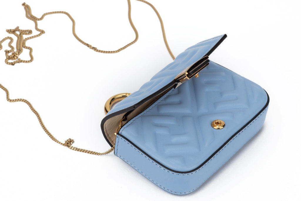 Fendi New Celeste Embossed Nano Baguette