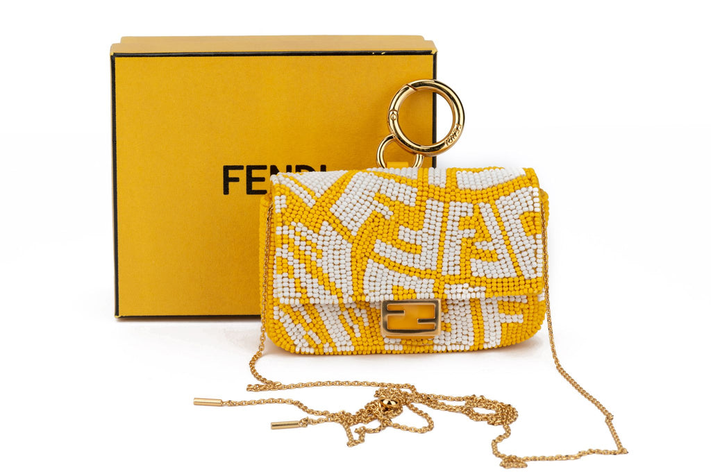 Fendi New White Yellow  Nano Baguette