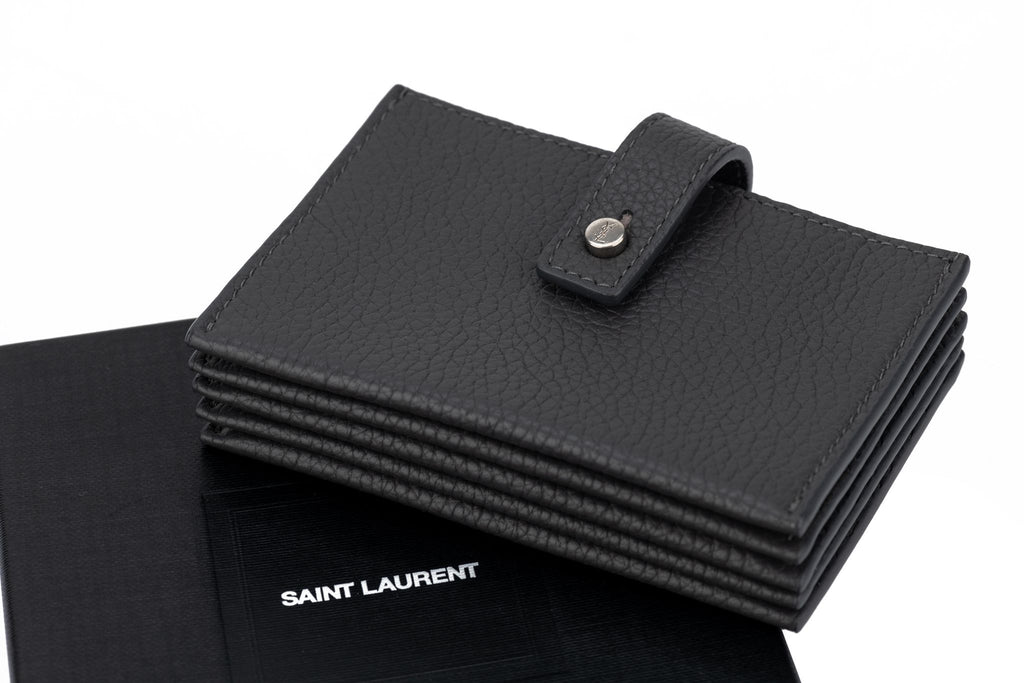 YSL New Asphalt Grey Credit Card Wallet