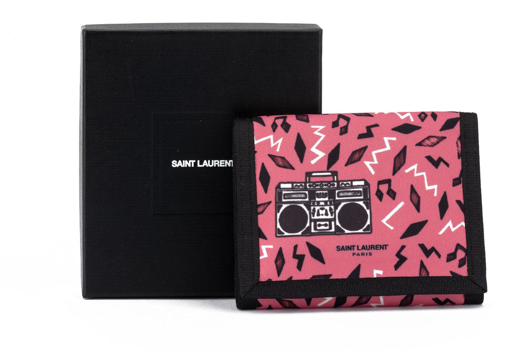 YSL New Pink Boombox Canvas Wallet