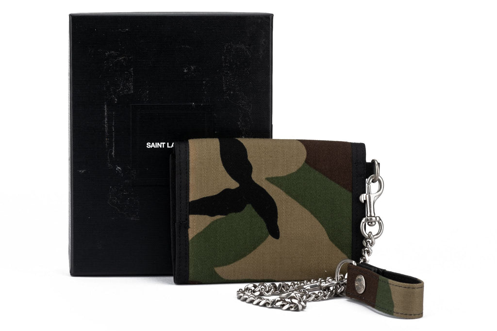 YSL New Camo Wallet With Chain Strap