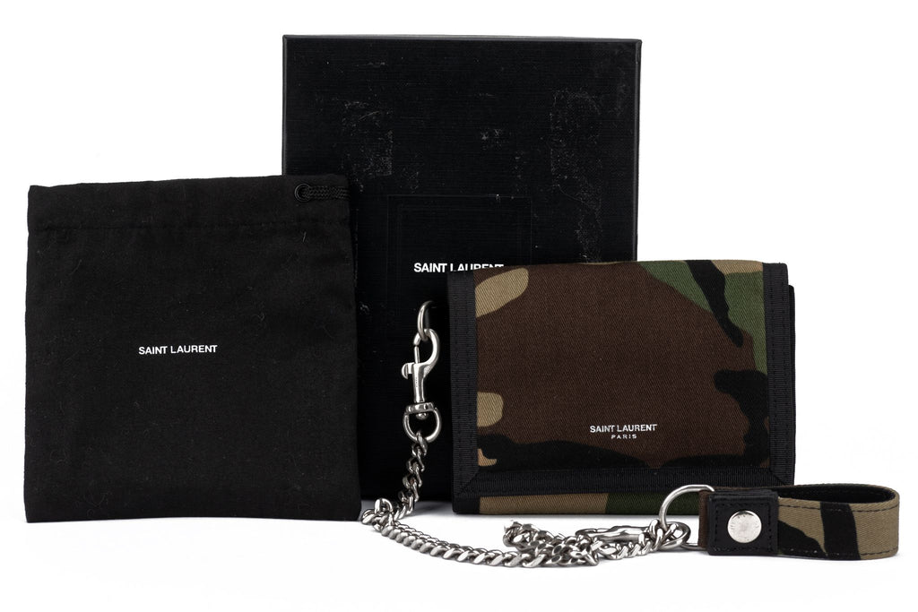 YSL New Camo Wallet With Chain Strap