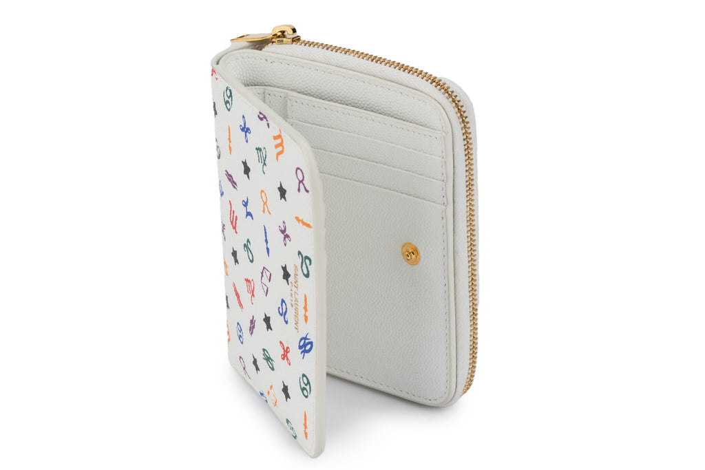 YSL New White Leather Astrology Wallet