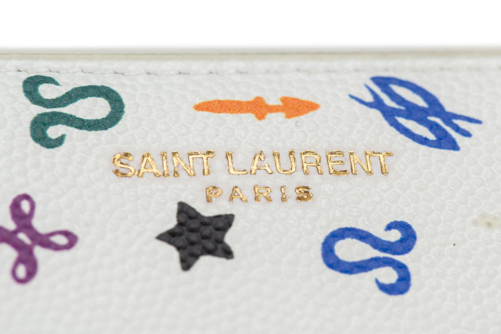 YSL New White Leather Astrology Wallet