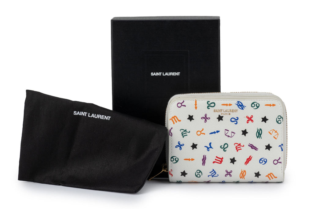 YSL New White Leather Astrology Wallet