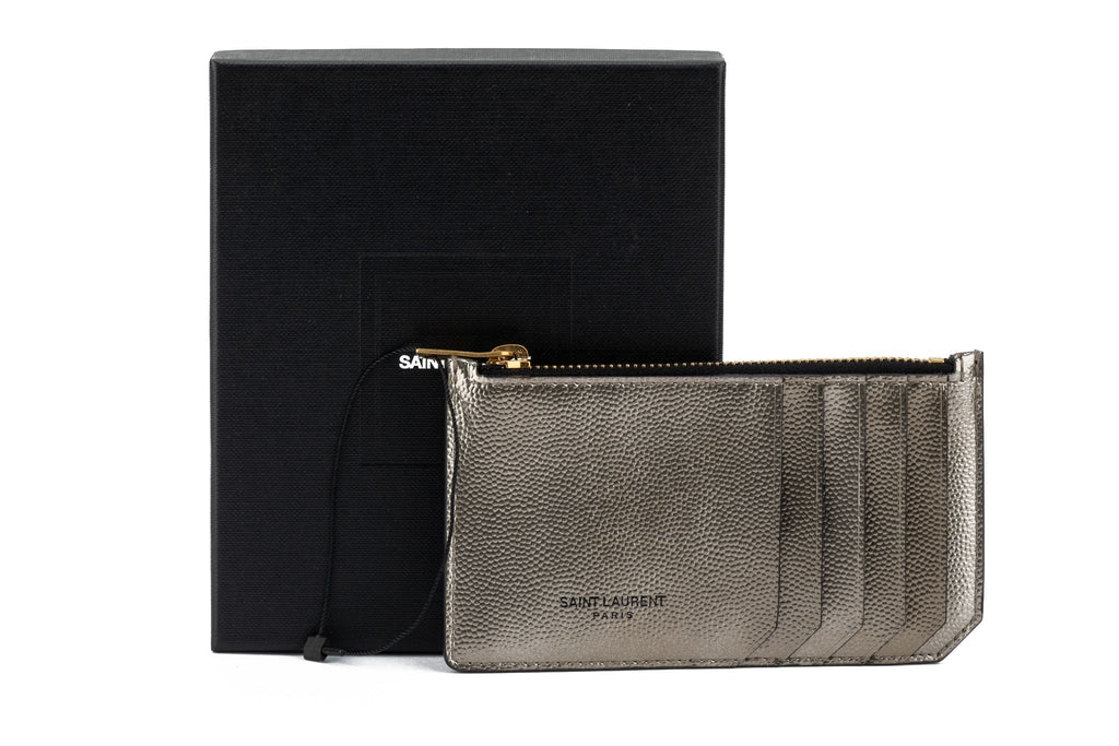 YSL New Pewter Credit Card Wallet