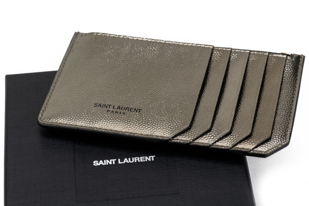 YSL New Pewter Credit Card Wallet