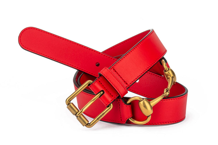 Gucci New Red Horse bit Medium Belt 100