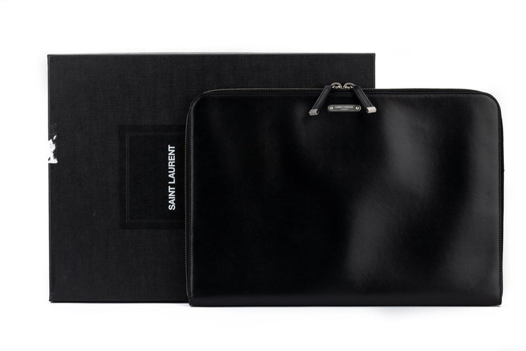 YSL New Black Leather Document Folder