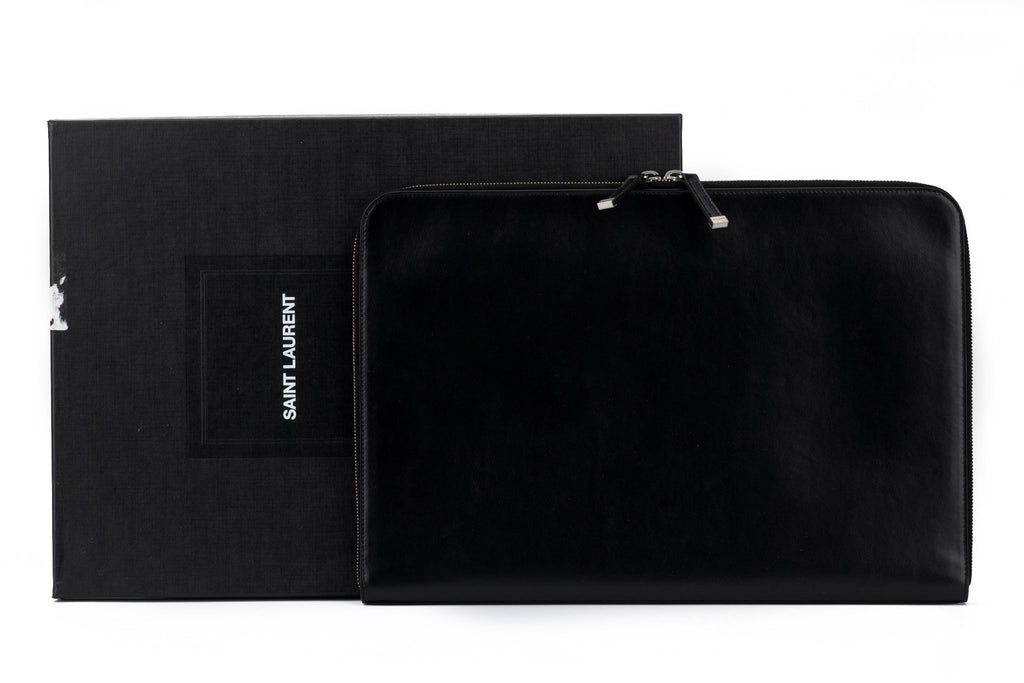 YSL New Black Leather Document Folder