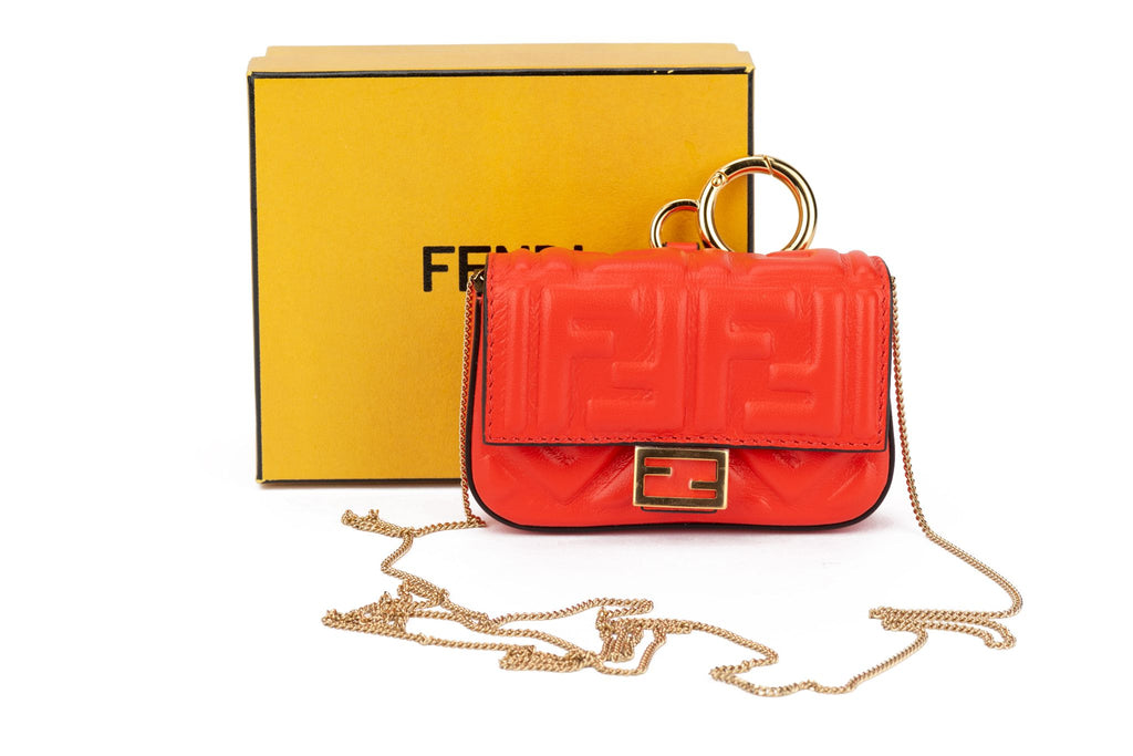 Fendi New Coral Embossed Nano Baguette