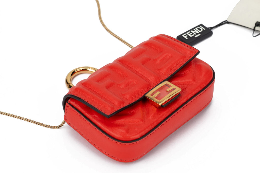 Fendi New Coral Embossed Nano Baguette