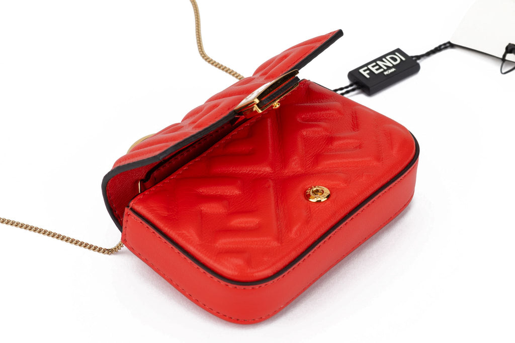 Fendi New Coral Embossed Nano Baguette