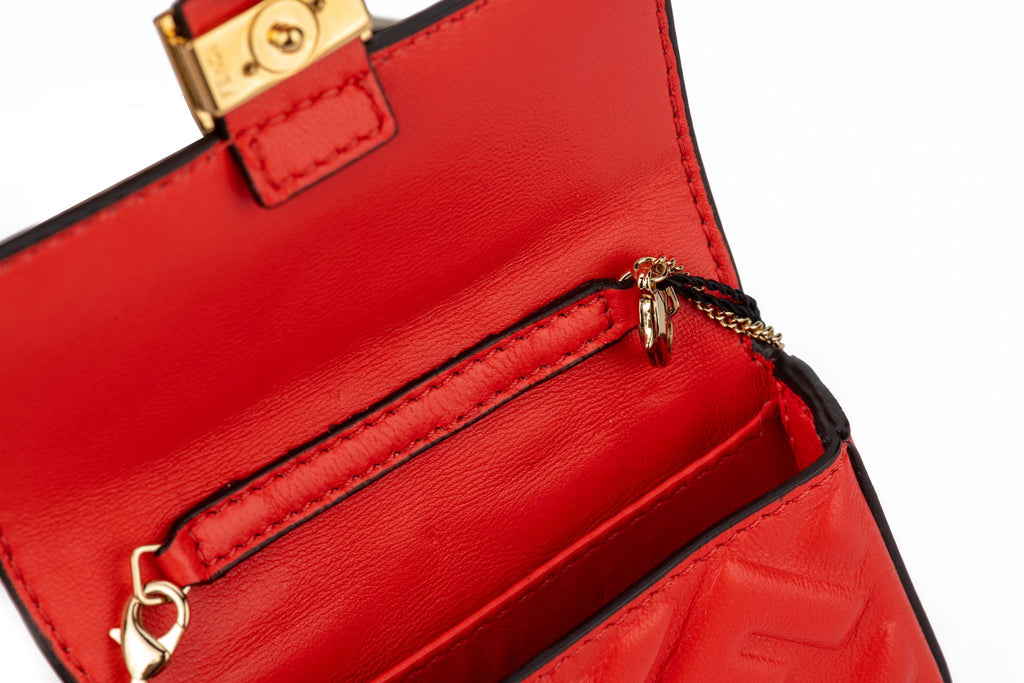 Fendi New Coral Embossed Nano Baguette