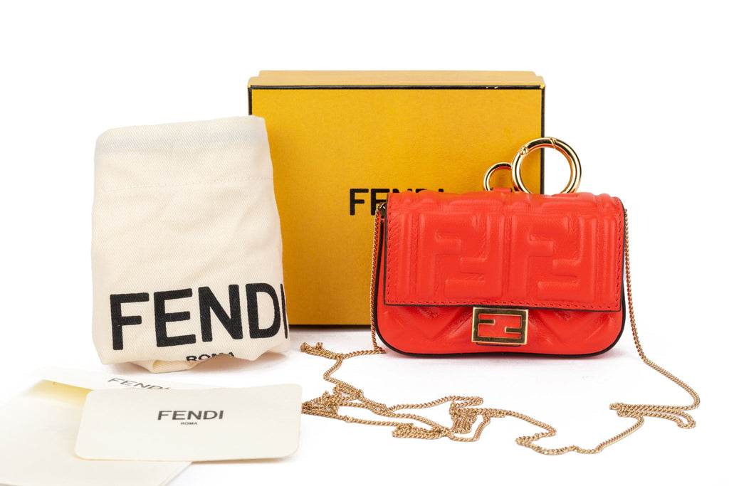 Fendi New Coral Embossed Nano Baguette