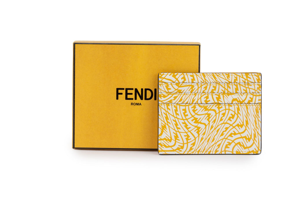 Fendi NIB Yellow White Vertigo Card Case