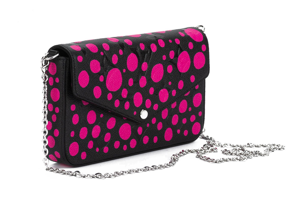 Vuitton NIB Kusama Black Fuchsia Felicie
