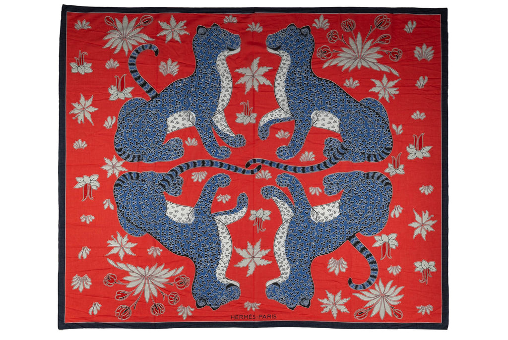 Hermès New Red Guepards Sarong Shawl
