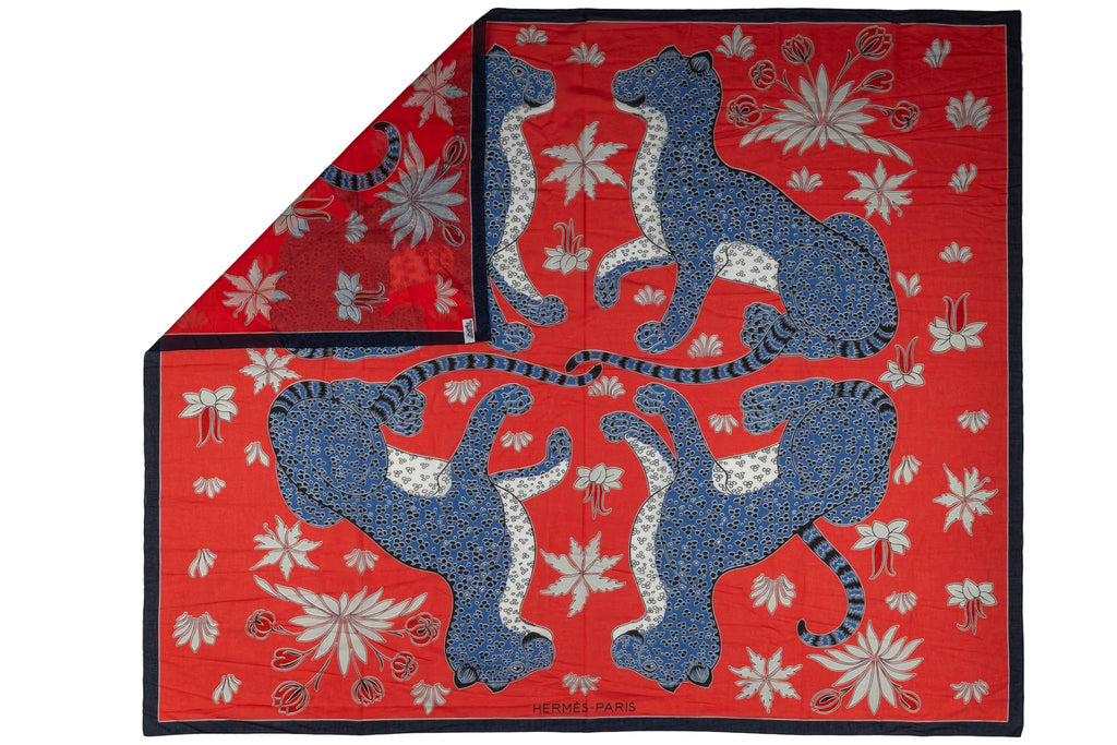 Hermès New Red Guepards Sarong Shawl