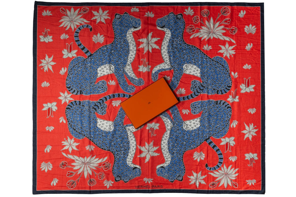 Hermès New Red Guepards Sarong Shawl