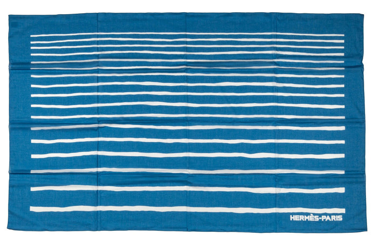 Hermès New Blue White Striped Sarong