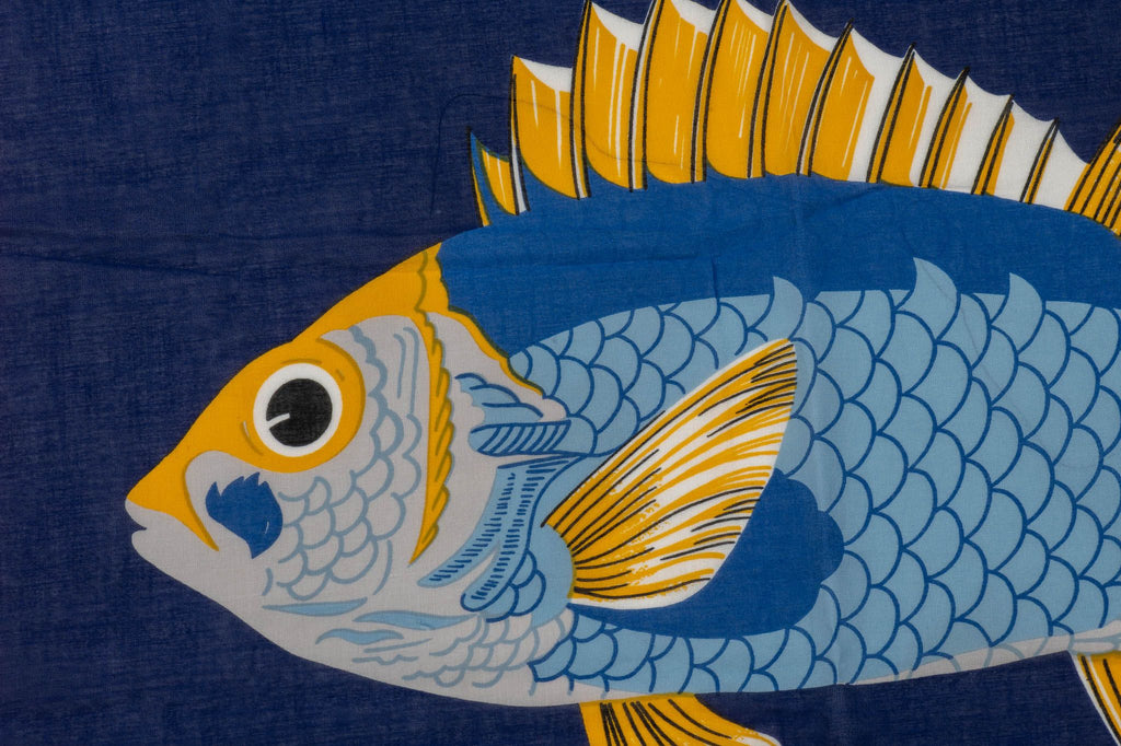 Hermès Vintage Blue Fish Cotton Sarong