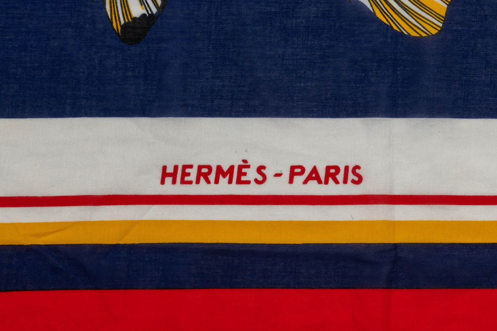Hermès Vintage Blue Fish Cotton Sarong