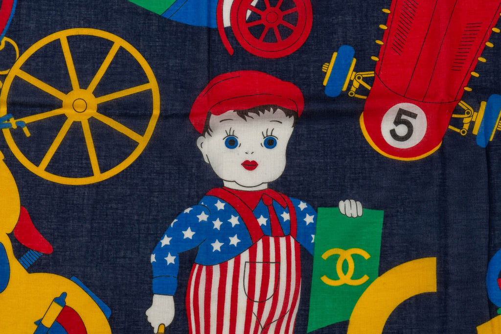 Chanel Vintage Navy Cotton Toys Sarong