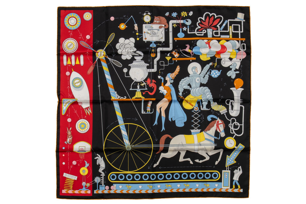 Hermès New Tea for Two Black Scarf
