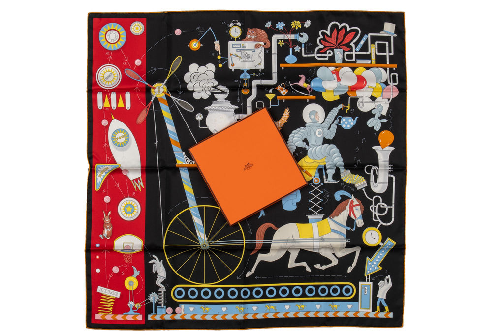 Hermès New Tea for Two Black Scarf