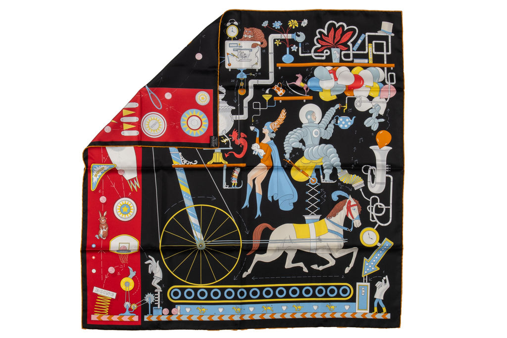 Hermès New Tea for Two Black Scarf