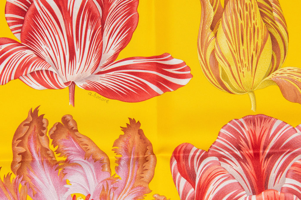 Hermès New Yellow Flowers Silk Scarf