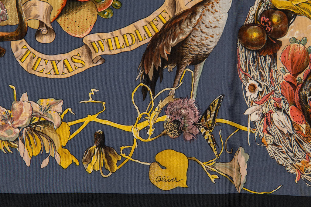 Hermès Navy Texas Wildlife Scarf Oliver