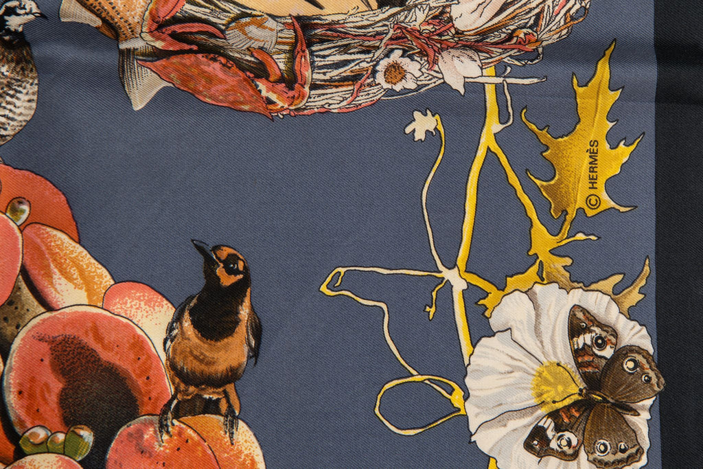 Hermès Navy Texas Wildlife Scarf Oliver