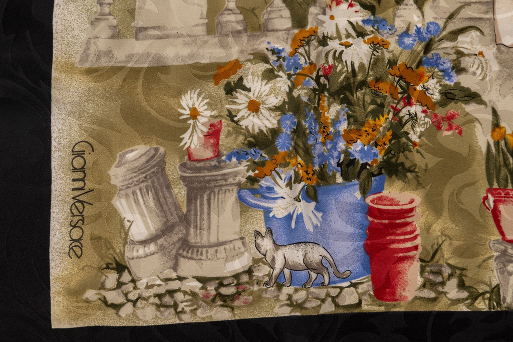 Versace 80s Flowers Silk Scarf